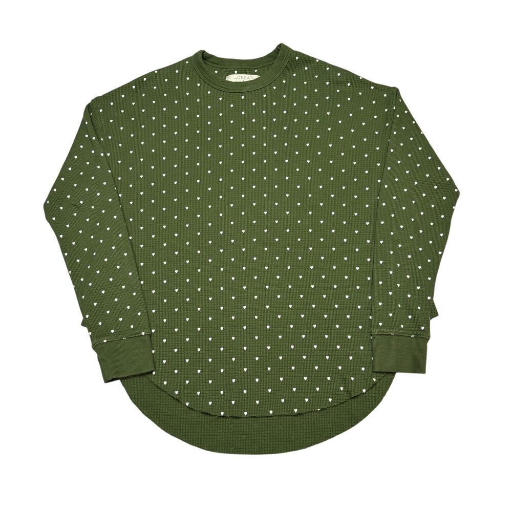 The Great x Eddie Bauer Heart Print Thermal Waffle Shirt Womens XS Loungewear